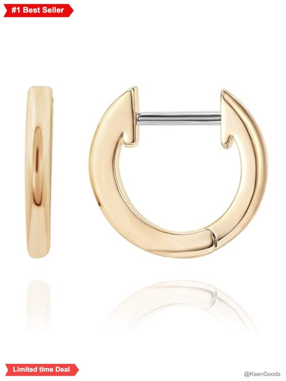 14K Gold Plated Huggie Hoop Earrings Small Minimalist Everyday Stackable